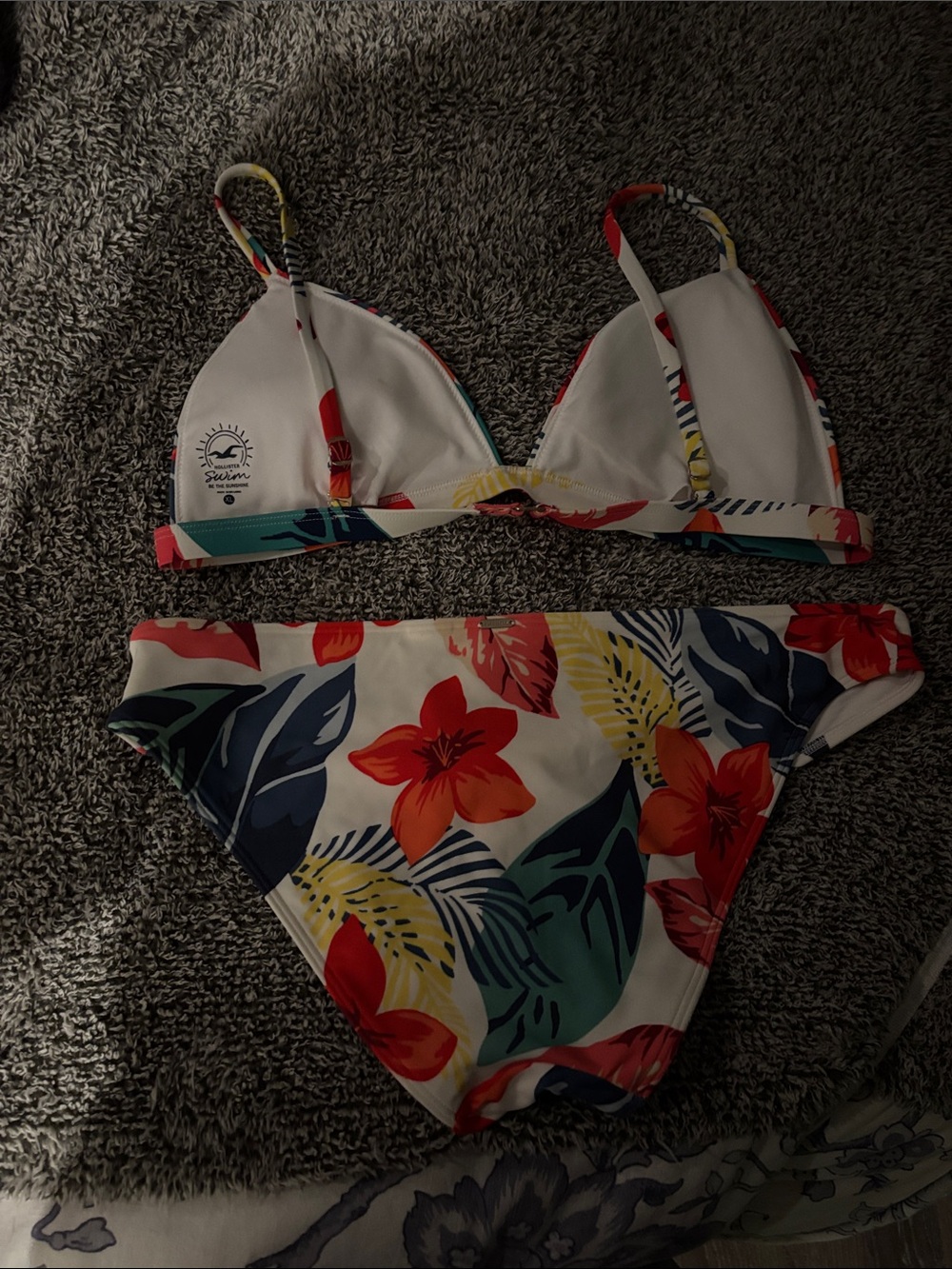 Hollister White Tropical Floral Bikini with Red, Yellow & Navy - Picture 3 of 4